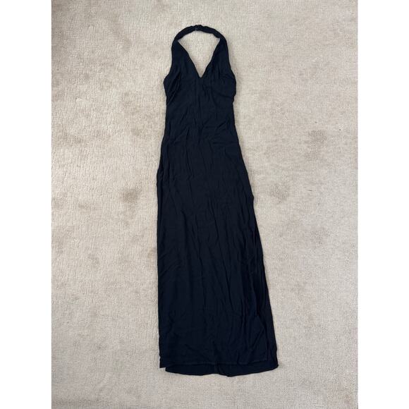 Reformation Ennis Open Back Halter Maxi Dress Gown Black 6 - Picture 2 of 7